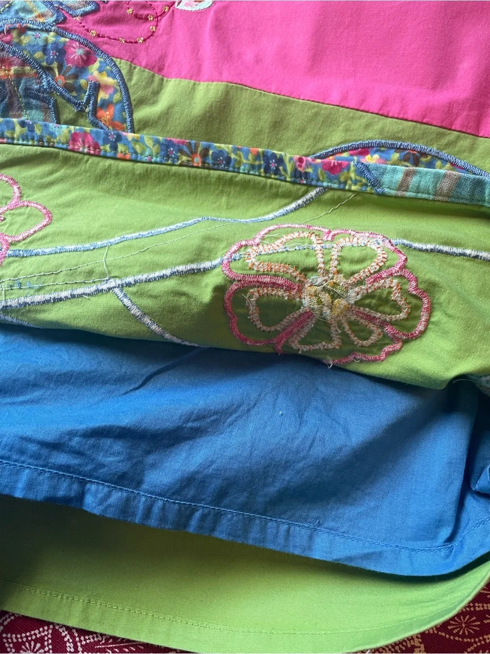 The Children’s Place Girl’s Stretch Summer Dress Pink Blue Embroidered Size 10 - Picture 6 of 8